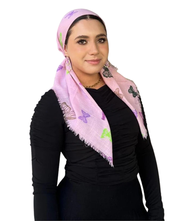 TYED Pink Butterfly Pre-Tied Bandanna with Velvet Grip Myselflingerie.com